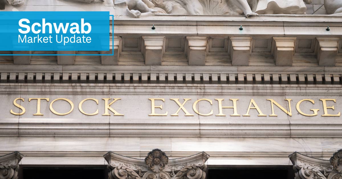 Schwab Market Update: Detail from the New York Stock Exchange building.