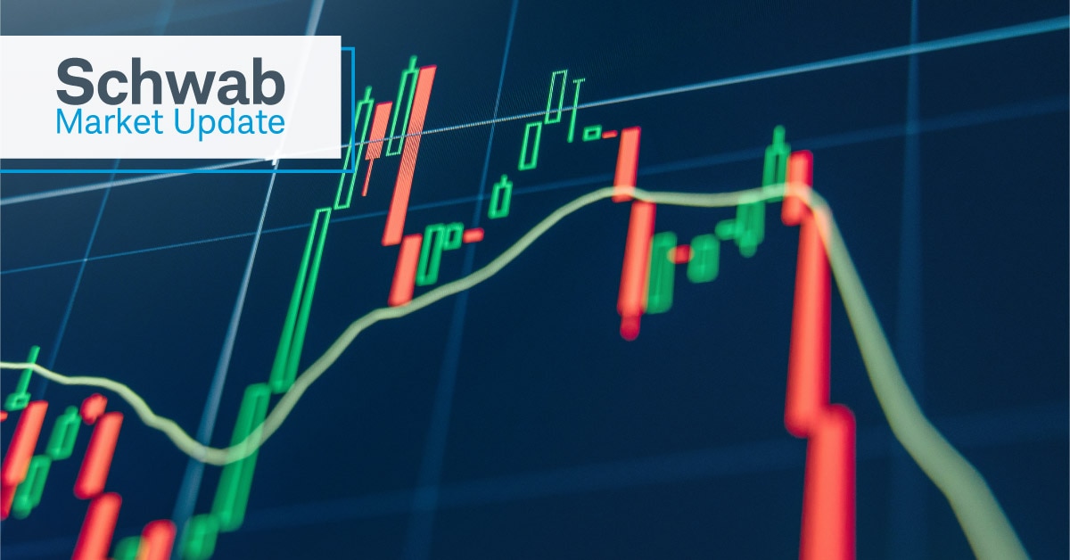 Schwab Market Update: A stock chart with prices rising and falling.
