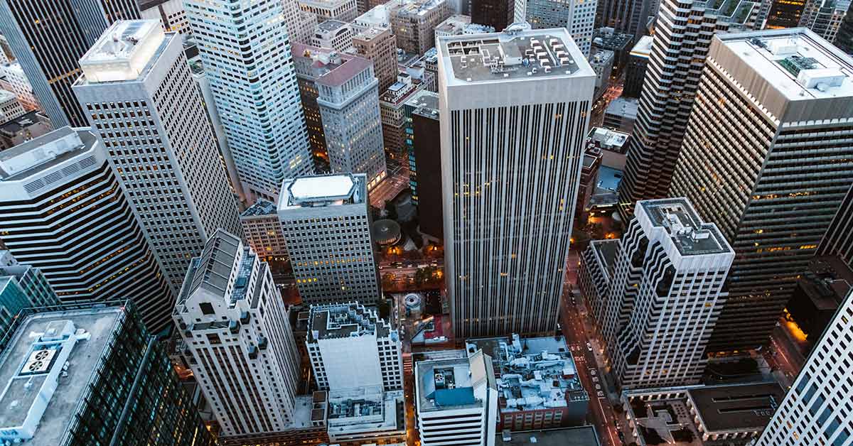 birds-eye view of skyscrapers