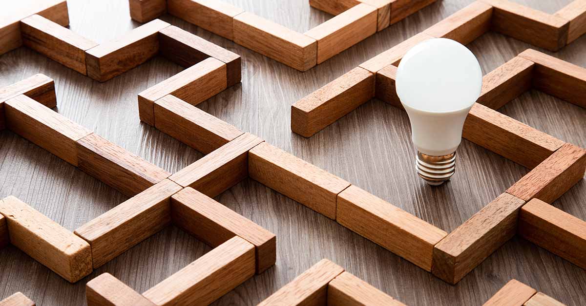 puzzle maze with light bulb within