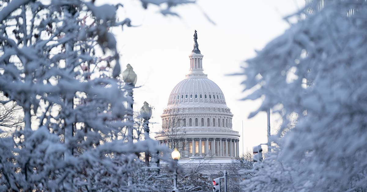 View of the Capitol during winter time