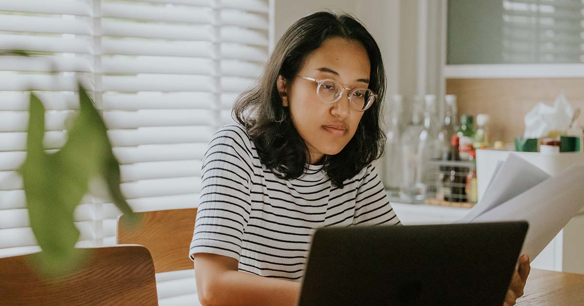 woman working on a laptop