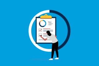 person looking at infographic
