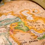 picture of a globe highlighting the Middle East
