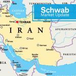 Schwab Market Update: Map of Iran with Tehran highlighted by a red block.
