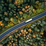 aerial view of a country road