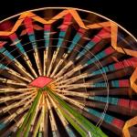 lit up ferris wheel at night