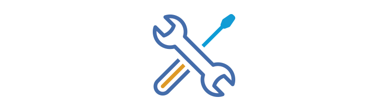 a flat icon of a screwdriver and wrench crossed